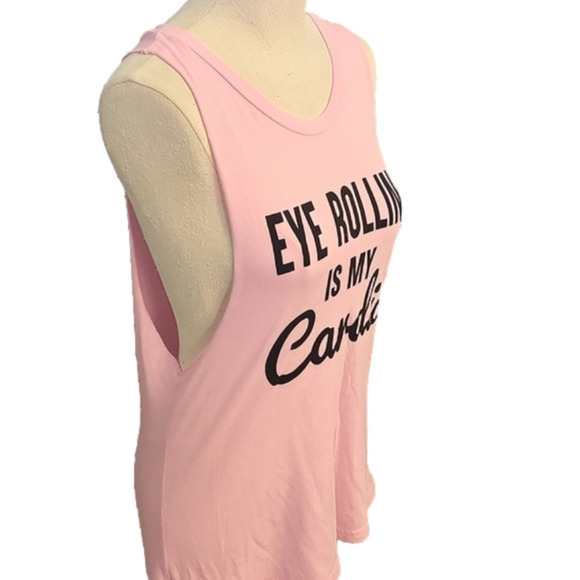 JUNIORS Series 8 Eye Rolling is my Cardio Pink tank size Large - Picture 3 of 9
